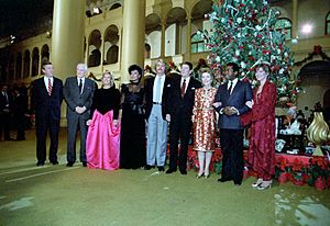 Ronald Reagan and group at 1982 Christmas in Washington taping