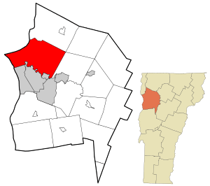 Location in Chittenden County and the state of Vermont