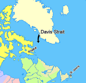 Map indicating Davis Strait