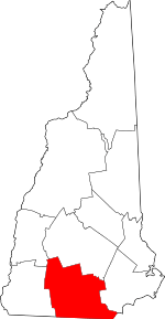 Map of New Hampshire highlighting Hillsborough County