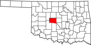 Map of Oklahoma highlighting Canadian County