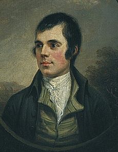 The best-known portrait of Burns,  by Alexander Nasmyth, 1787 (detail)