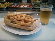 Bocadillo de calamares y caña