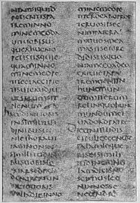 Codex Vercellensis - Old Latin gospel (John ch. 16, v. 23-30) (The S.S. Teacher's Edition-The Holy Bible - Plate XXXII)