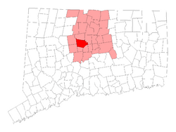 Location in Hartford County, Connecticut