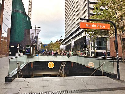 Martin Place railway station entrance, Elizabeth Street, April 2017.jpg