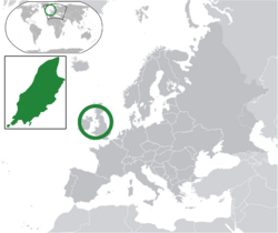 Location of the Isle of Man in Europe