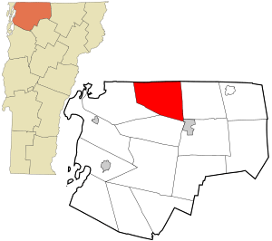 Location in Franklin County and the state of Vermont.