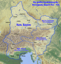 Karte Herzogtum Bayern im 10. Jahrhundert