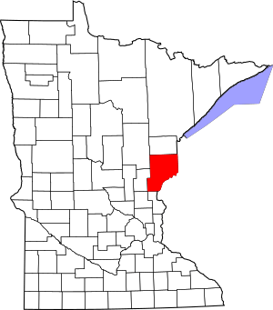 Map of Minnesota highlighting Pine County