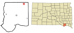 Location in Bon Homme County and the state of South Dakota