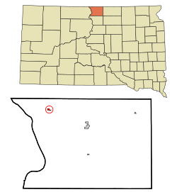 Location in Campbell County and the state of South Dakota