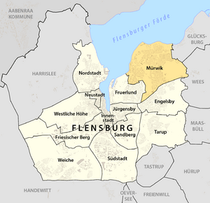 Map of Flensburg highlighting Mürwik