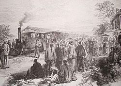 Opening of the first railway in China from Shanghai to Woosung Port, 1876