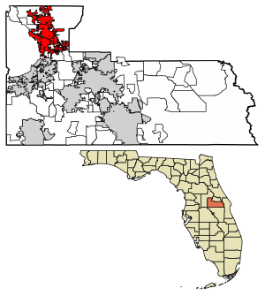 Location of Apopka in Orange County, Florida.