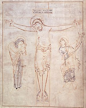 Psalter of Oswald - Harley 2904 f3v Crucifixion