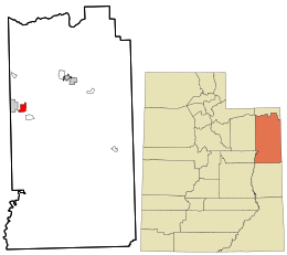 Location in Uintah County and the state of Utah