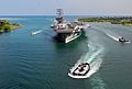 Defense.gov News Photo 100628-N-5684M-493 - U.S. Marines and sailors man the rails aboard the aircraft carrier USS Ronald Reagan CVN 76 as the ship transits Pearl Harbor in Hawaii on June 28