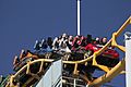 Hot Wheels SideWinder train at the top of the lift hill