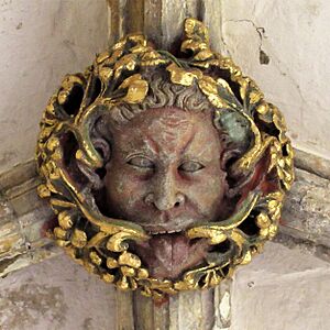 Norwich Cathedral cloisters, roof boss 33 (cropped)