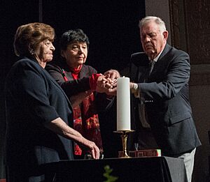 Theresienstadt Concentration Camp Czech Jewish Holocaust Survivor Ela Stein-Weissberger, German Jewish Holocaust Survivor Inge Auerbacher; and Dachau Concentration Camp Liberator Jimmy Gentry