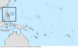 Map of the change to the United States in the Pacific Ocean on November 15, 1935