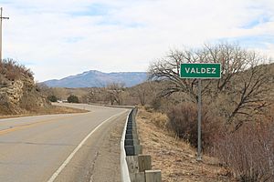 Entering Valdez from the east on Colorado State Highway 12.